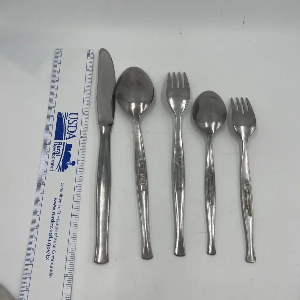 STANLEY ROBERTS SPARTAN TEXTURED STAINLESS FLATWARE CENTER RIDGE JAPAN 5 Pieces